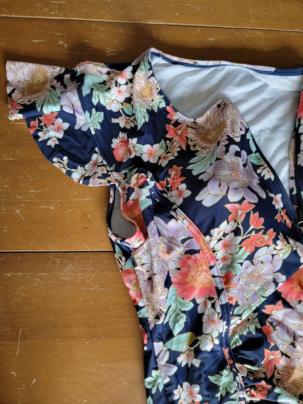 Floral One-Piece Zip Front Swimsuit - Navy with Floral Pattern Size 4X NWT - Picture 8 of 11